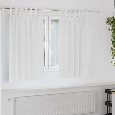 Gordijnen met gordijnen 2 pcs Zuiverwit Polyester
