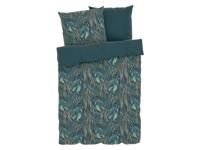LIVARNO home Satijnen dekbedovertrek 240 x 220 cm (Bladeren turquoise)