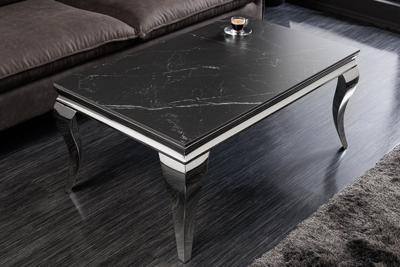 Design salontafel MODERN BAROK 100 cm zwart antraciet chroom keramiek marmer - 44368