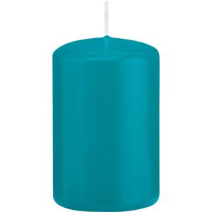 Cilinderkaars/stompkaars - turquoise - 5 x 8 cm - 18 branduren