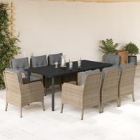 9-delige Tuinset met kussens poly rattan beige