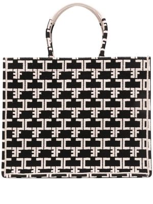 Elisabetta Franchi grand sac cabas à motif monogrammé - Noir