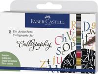 Faber Castell FC-167508 Pitt Artist Pen Kalligrafieset 8 Pennen - thumbnail