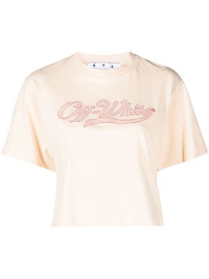 Off-White t-shirt crop à logo brodé - Tons neutres