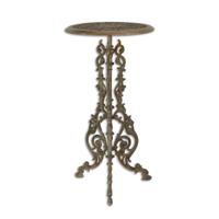 A CAST IRON PLANT TABLE, BROWN