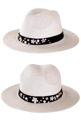 Dames flaphoed met bloemenband