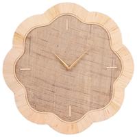 Ostaria Wandklok/muur klok Hortensia - Ibiza stijl - D50 cm - rotan - naturel - woonkamer/strandhuis