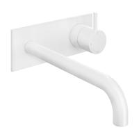 Hotbath Inbouw Wastafelkraan Met Achterplaat Cobber 25 cm Gebogen Uitloop 1-Hendel Mat Wit
