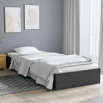 Bedframe massief hout grijs 75x190 cm