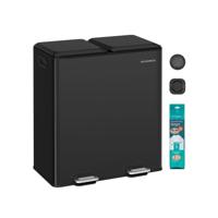 Afvalscheider met twee compartimenten en softclose deksel, inktzwart