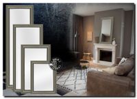 Landelijke rustieke spiegel  Nino Taupe met zilveren kraal - thumbnail