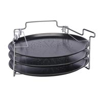 Pizzaplaat bakset - 3 bakplaten 16 x 31 cm- Pizza rek 3-delig - Pizzabakset met standaard/rek