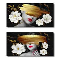 Canvas DKD Home Decor Canvas Hout MDF 80 x 2 x 40 cm