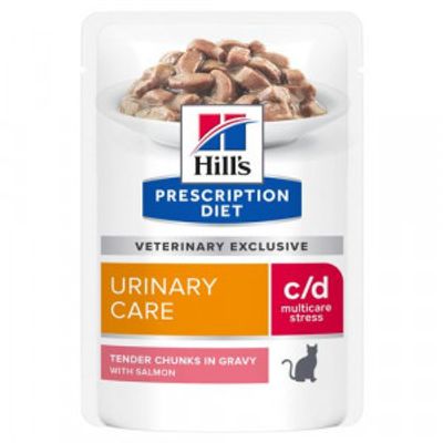 Hill&apos;s Prescription Diet C/D Multicare Stress Urinary Care nat kattenvoer met zalm maaltijdzakje 8 dozen (96 x 85 g)