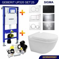 Geberit Up320 Toiletset 25 Duravit Starck 3.0 Met Bril En Drukplaat - thumbnail