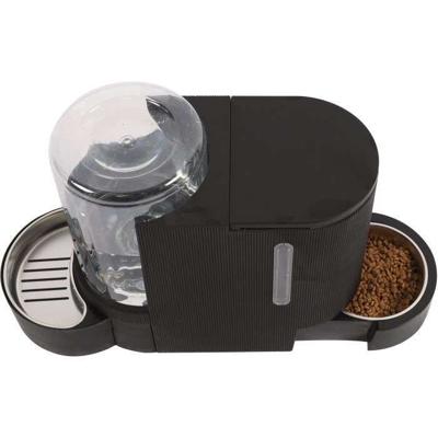 M.PETS DUPLO brokjes- en waterdispenser 1,3kg/3L - 40x16,2x29,1 cm - Zwart