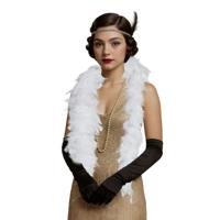 Carnaval verkleed boa met veren - wit - 80 gram - themafeest