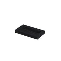 INK Pitch Wastafel Keramische Slab Bak met Drain en Front en Side Skirts 1 Kraangat - 800x450x90 mm - Lauren Black Mat
