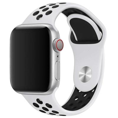 Apple Watch Dubbel Sport Band - Wit Zwart - 44, 45, 46 & 49mm - SM Apple Watch Dubbel Sport Band - Wit Zwart - 44, 45, 46 & 49mm - SM
