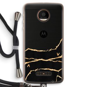 Gouden marmer: Motorola Moto Z Force Transparant Hoesje met koord