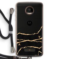 Gouden marmer: Motorola Moto Z Force Transparant Hoesje met koord