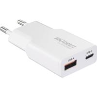 VOLTCRAFT UC-1C1A20W01 USB-oplader 20 W 1x USB-A, 1x USB-C Fast Charge, USB PD 3.0 Wit GaN