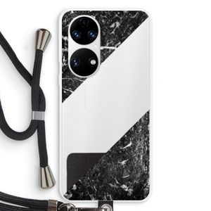 Zwart marmer: Huawei P50 Transparant Hoesje met koord