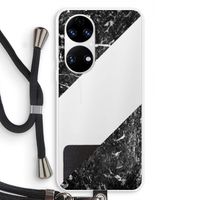 Zwart marmer: Huawei P50 Transparant Hoesje met koord