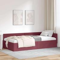 Hoekbedframe Wijnrood 100 x 200 cm Stof en Gemproviseerd hout