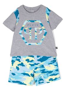 Philipp Plein Junior ensemble t-shirt-short à logo - Bleu