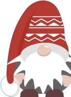 Duni dunisoft servet silhouette swedish gnome 33x33cm wit, rood 12 stuks