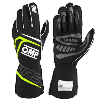 Kartinghandschoenen OMP MY2025 Geel Zwart FIA 8856-2018 Maat XS