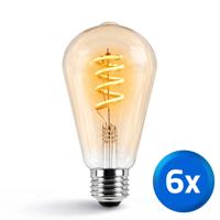 Tuya slimme led filament lamp goud - E27 fitting Edison - Dual White - voordeelset van 6