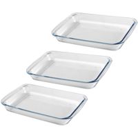 Chef Traiteur Ovenschaal van borosilicaat glas - 3x - rechthoek - 1.6 Liter - 30 x 18 x 5 cm