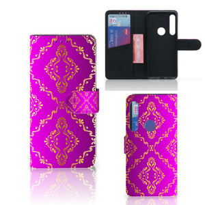 Wallet Case Motorola One Action Barok Roze