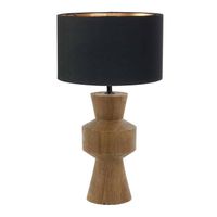 Light Living tafellamp Gregor - zwart - hout - 17 cm - E27 fitting - 3591BE - thumbnail