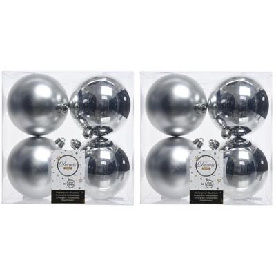 Decoris Kerstballen - 24x st - zilver - 10 cm - kunststof - kerstversiering