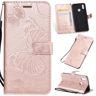 Gedrukt afdrukken Butterfly patroon horizontale Flip PU lederen draagtas met houder & kaartsleuven & portemonnee & Lanyard voor vivo Y93/Y91/Y95 (Rose