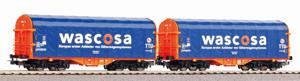 Piko H0 58396 H0 2-delige set schuifplankenwagen Wascosa van de SBB