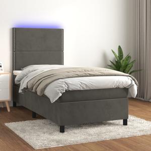 Boxspring met matras en LED fluweel donkergrijs 100x200 cm SKU: V3136048