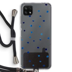 Blauwe stippen: Samsung Galaxy A22 5G Transparant Hoesje met koord