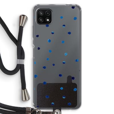 Blauwe stippen: Samsung Galaxy A22 5G Transparant Hoesje met koord
