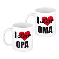 I love opa/oma verjaardag cadeau mokken - hartje - 300 ml - Keramiek - vaderdag/moederdag - thumbnail