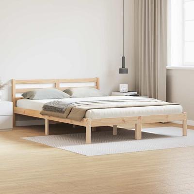 Bedframe met hoofdeinde Bruin 220 x 140 cm Massief grenenhout