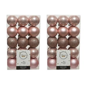 60x stuks kunststof kerstballen lichtroze (blush) 6 cm glans/mat/glitter