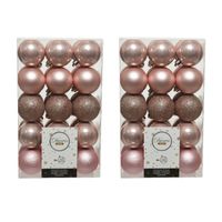 60x stuks kunststof kerstballen lichtroze (blush) 6 cm glans/mat/glitter