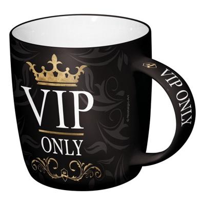 Koffie drink Mok voor VIP persons - 2x stuks - zwart - 33 cl - cadeau mokken collega/papa/mama/verja