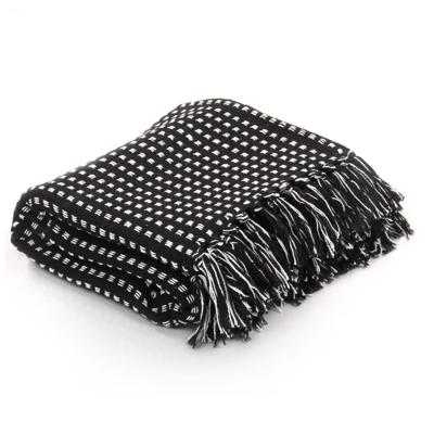 VidaXL Plaid vierkanten 125x150 cm katoen zwart