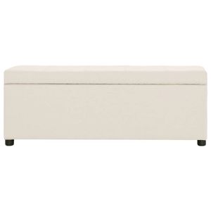 The Living Store Bankje met opbergvak 116 cm polyester crème - Hocker