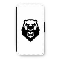 Angry Bear (white): iPhone XS Flip Hoesje